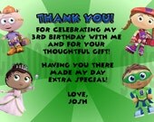 Super Why Thank You Card Personalized Birthday Digital File