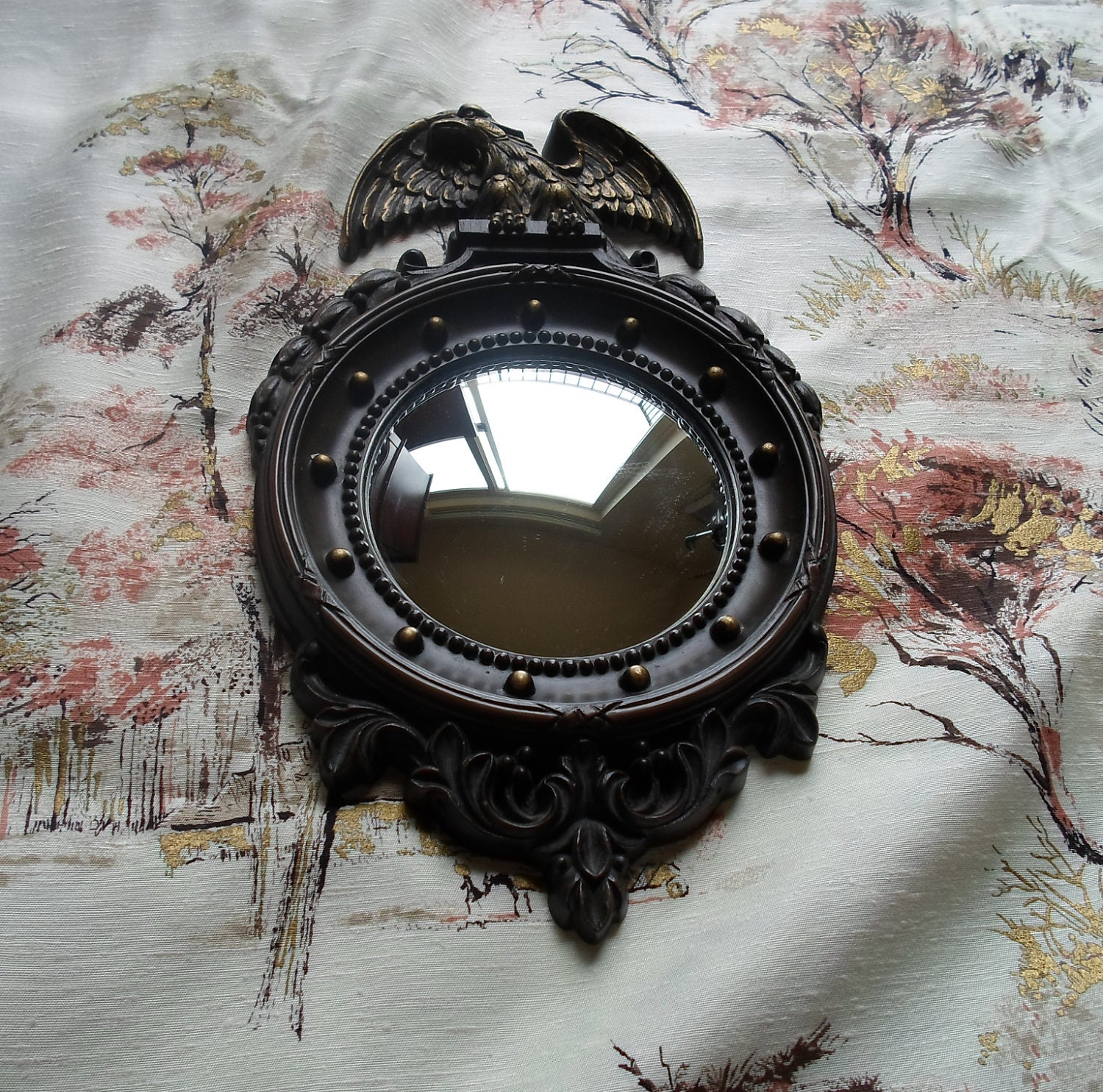 Vintage Homco Convex Mirrior Colonial Porthole Eagle Plastic Frame Homco Mirrior