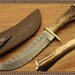 Handforged Damascus Hunting Knife , Survival Camping Unique , Antler Leather sheath