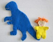 A dinosaur . . . and a baby --  felt toy play set