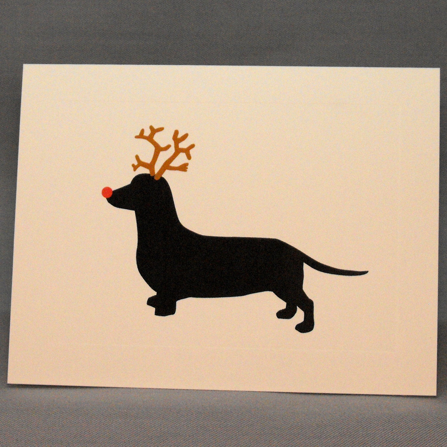 Items Similar To Holiday Dachshund Christmas Card, Single Greeting Card 