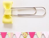 Giant Bow Bookmark, Yellow polymer clay bow on a giant paperclip