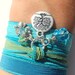 Tree of Life Silk Wrap Bracelet Hand Dyed Silk Wrap Yoga Jewelry Aqua Blue Good Luck Anklet Necklace Earthy Unique Gift Under 50 Item Z28