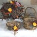 Fall Wedding Flower Girl Basket, Autumn Wedding, Woodland Wedding, Rustic Wedding with Preserved Yellow Roses and Foliage 133
