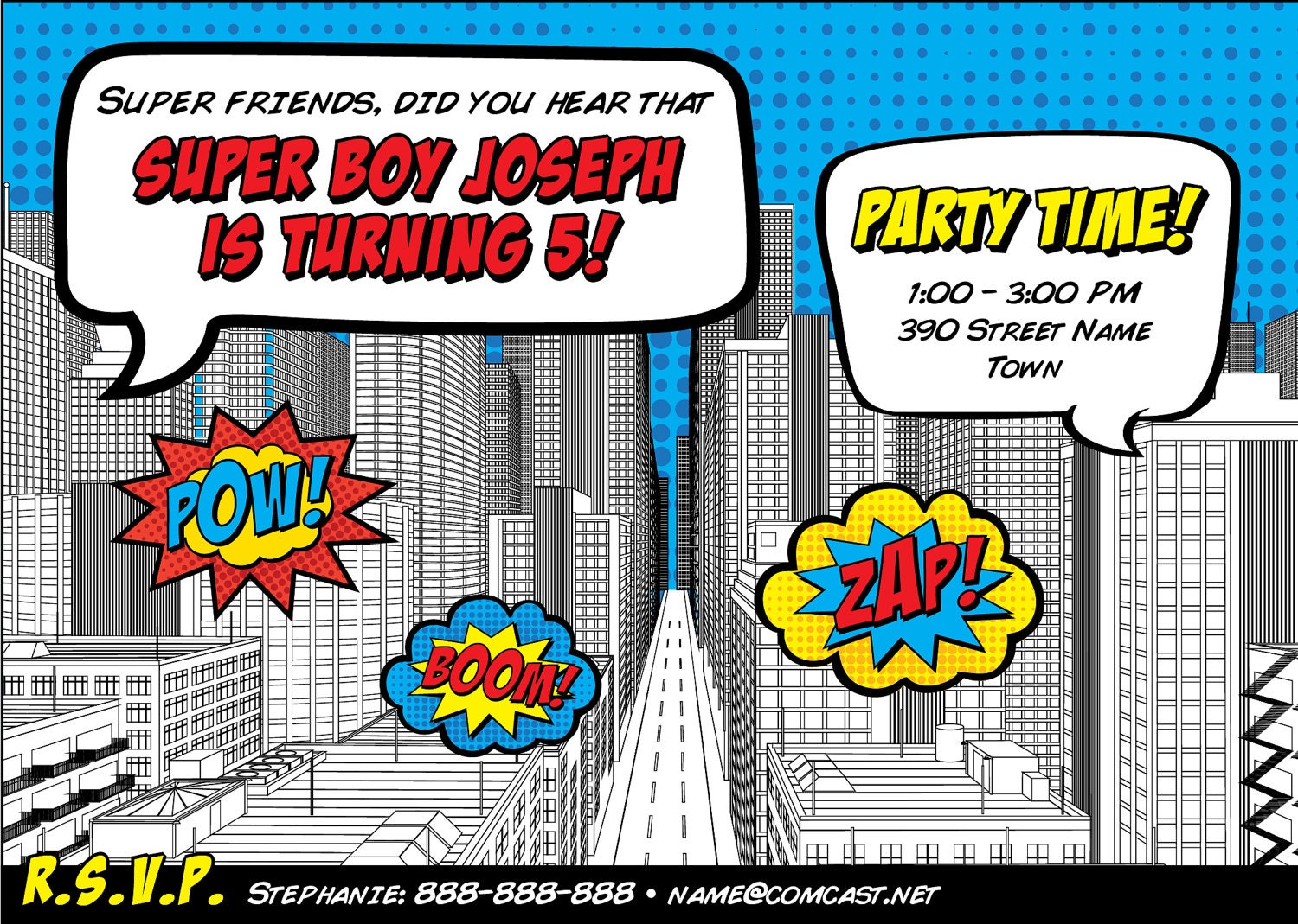 PRINTED Super Girl or Super Boy Invitation