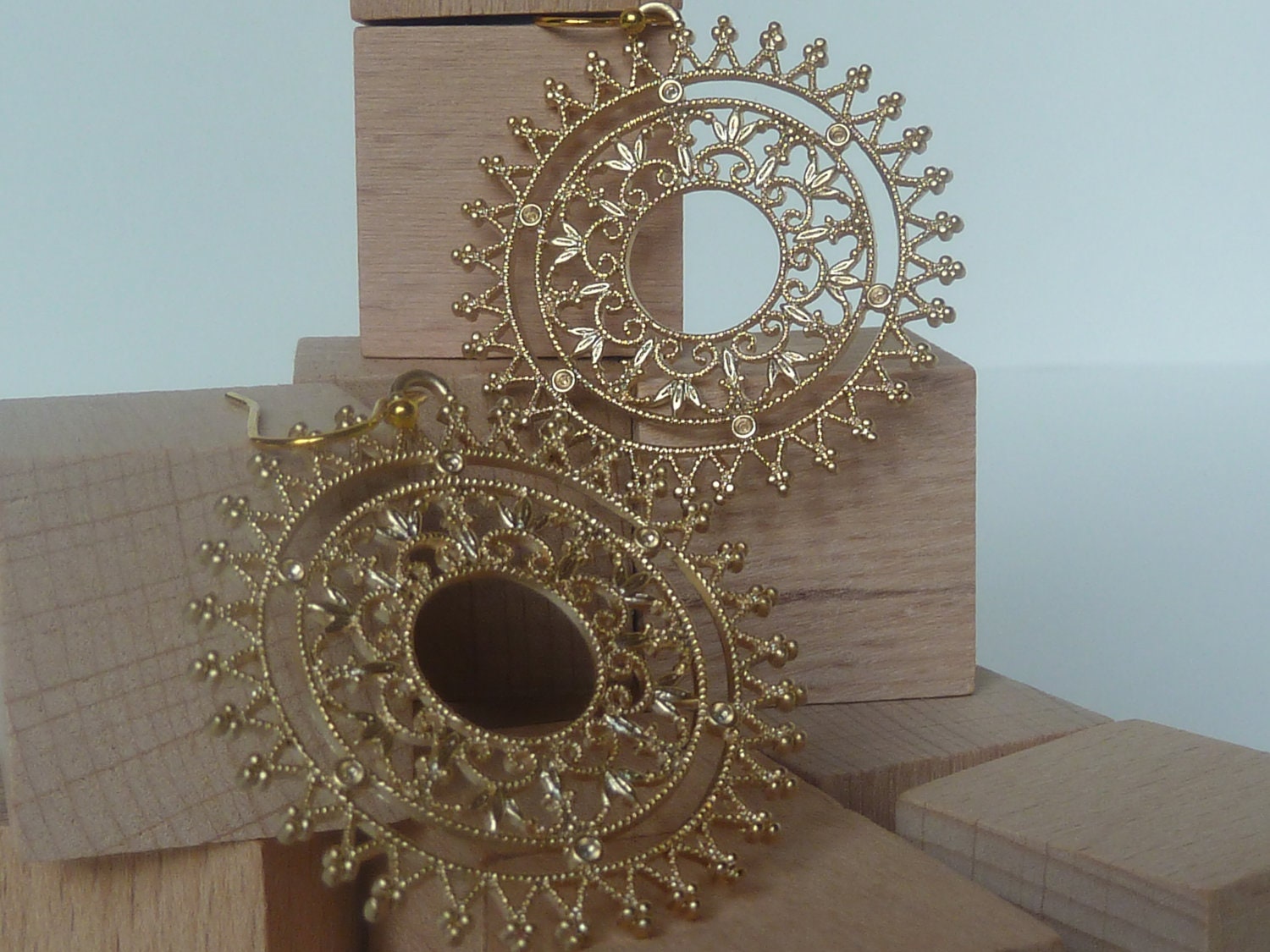 Byzantine gold circle earrings.