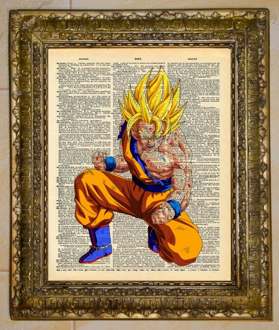 Goku Dragon Ball Z Dictionary Art by atthedrivein on Etsy