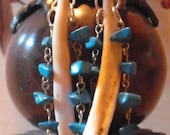 Genuine Bone and Turquoise Earrings