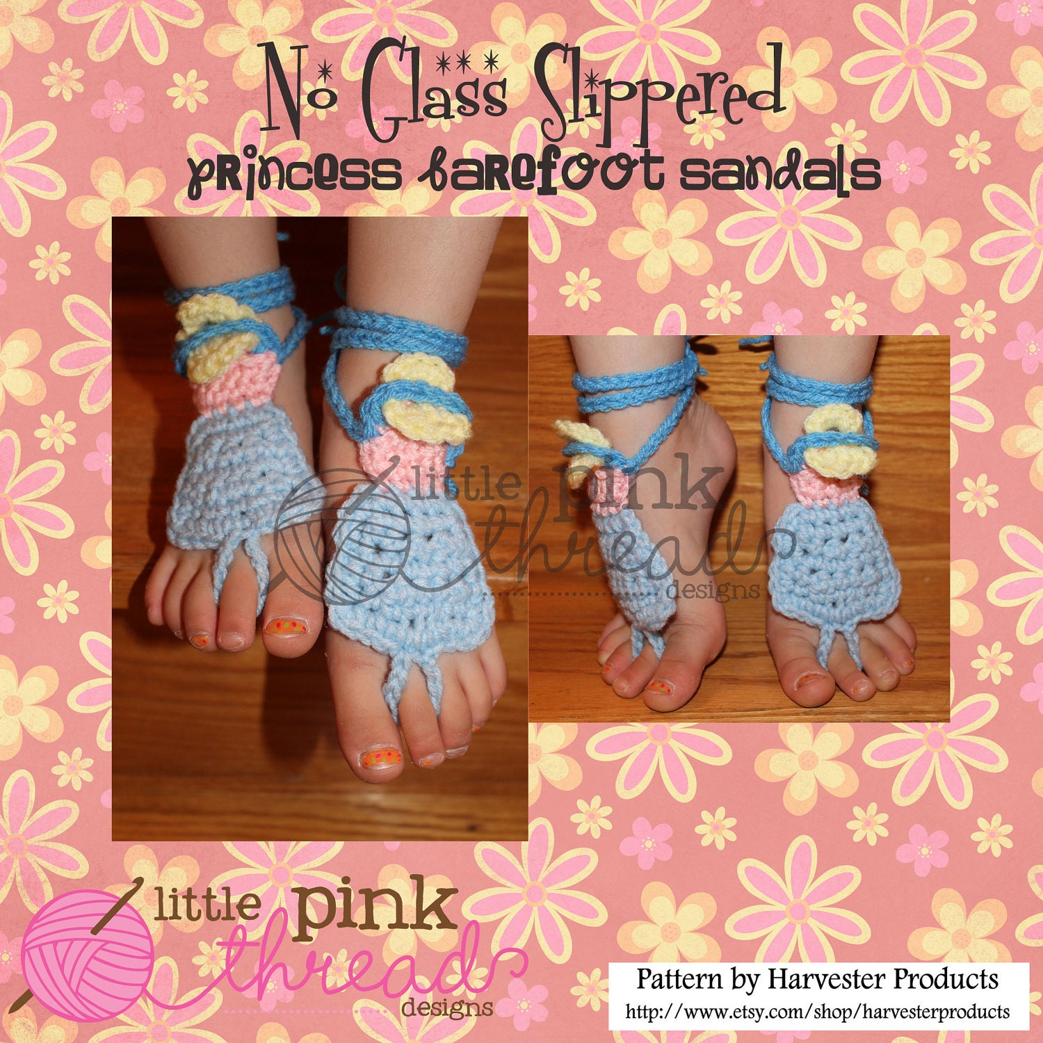 No Glass Slippered Princess Barefooties (crochet)- CUSTOM
