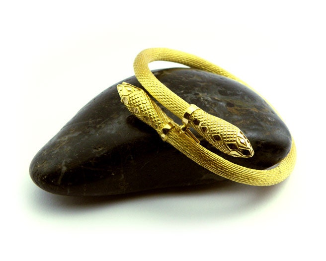 Vintage Exemplary 21k Yellow Solid Gold Serpent Bangle Bracelet - 40g, SKU B-1007 - diamondmastersuscoin