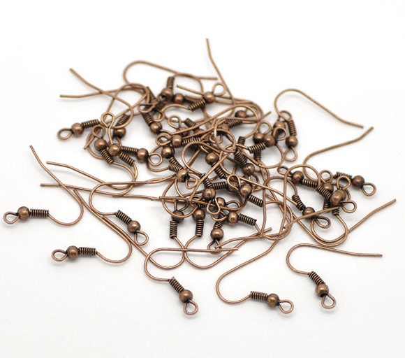 20  PAIRS  Copper Tone Standard Ball Wire Ear Wire Earring Wires - 21 x 20 mm-  20 Pairs (40 Pieces)