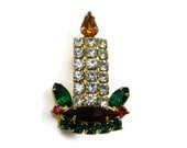Vintage Christmas Holiday Candle Brooch/Pin  - Gift Idea