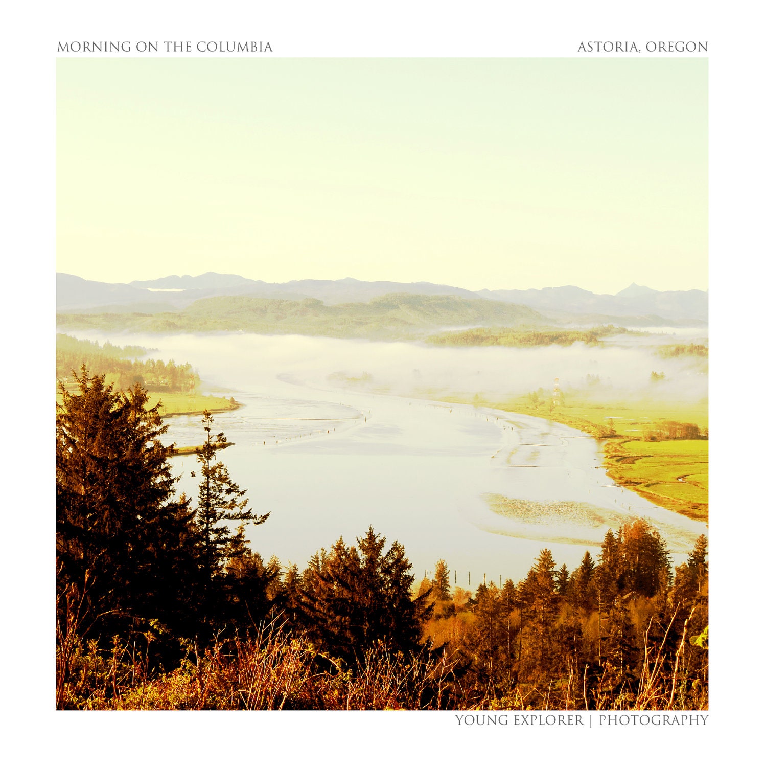 fine art photo - pacific northwest art - oregon coast - 6x6 print - Morning on the Columbia, Astoria Oregon