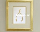 Art Print Framed 24K Gold Stylish Wishbone Print Original Painting