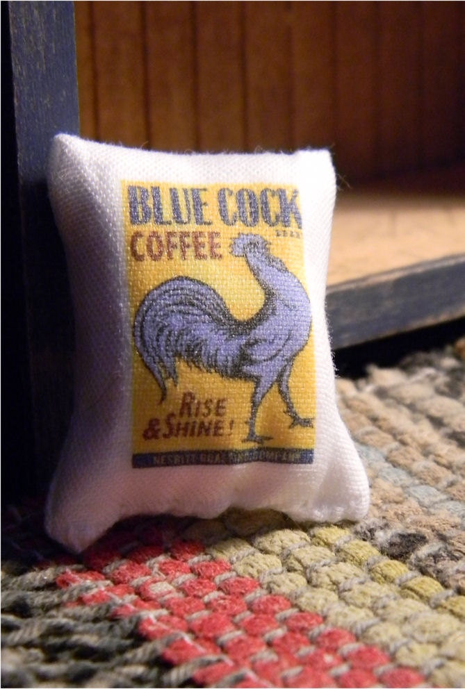 Blue Cock Coffee Sack - Miniature Dollhouse Sized