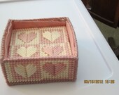 PINK & CREAM HEARTS- Handmade Plastic Canvas Coasters with matching box