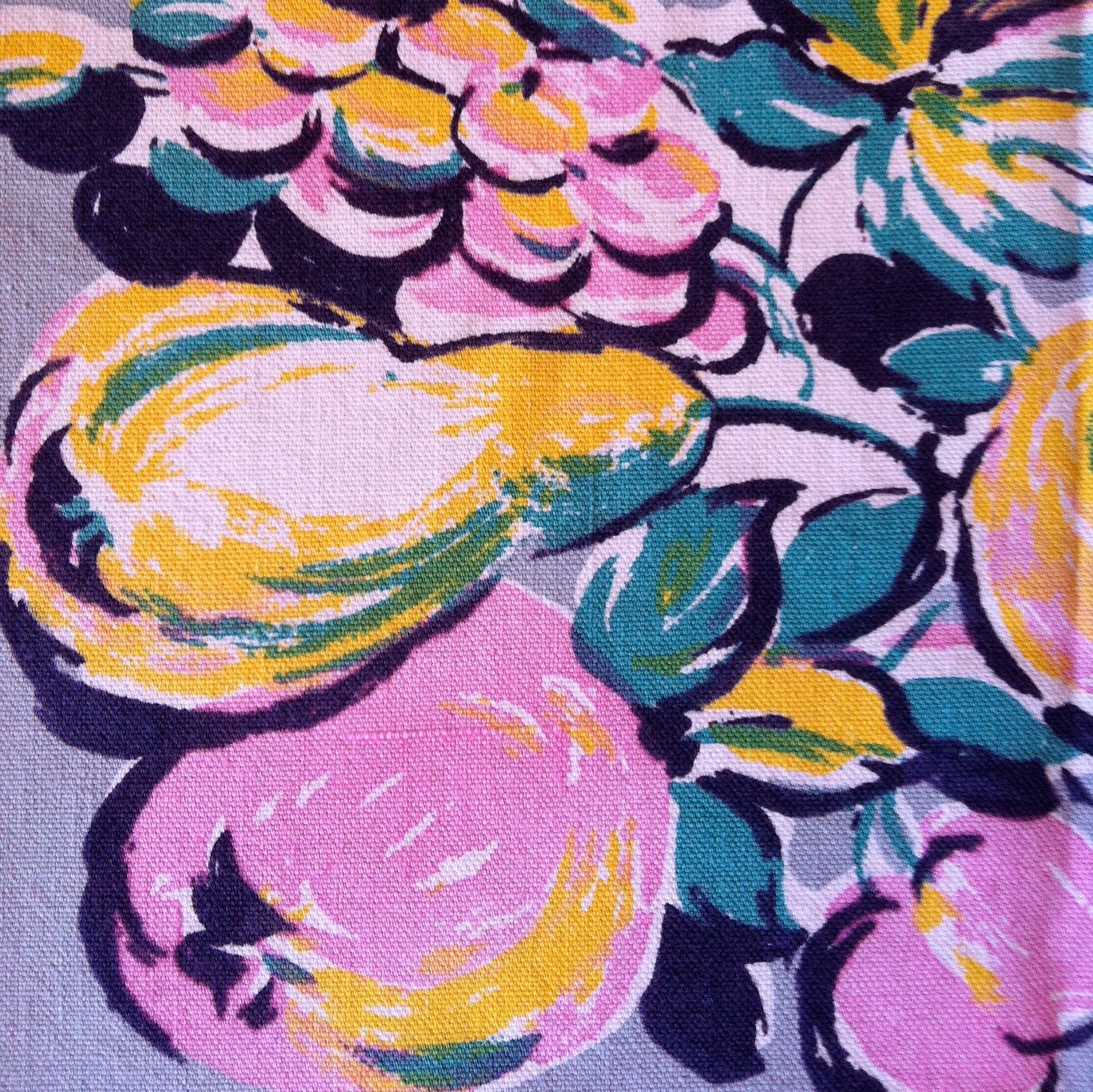 Bountiful Fruit Tablecloth - Gray / Purple / Cherries / Pears / Apples
