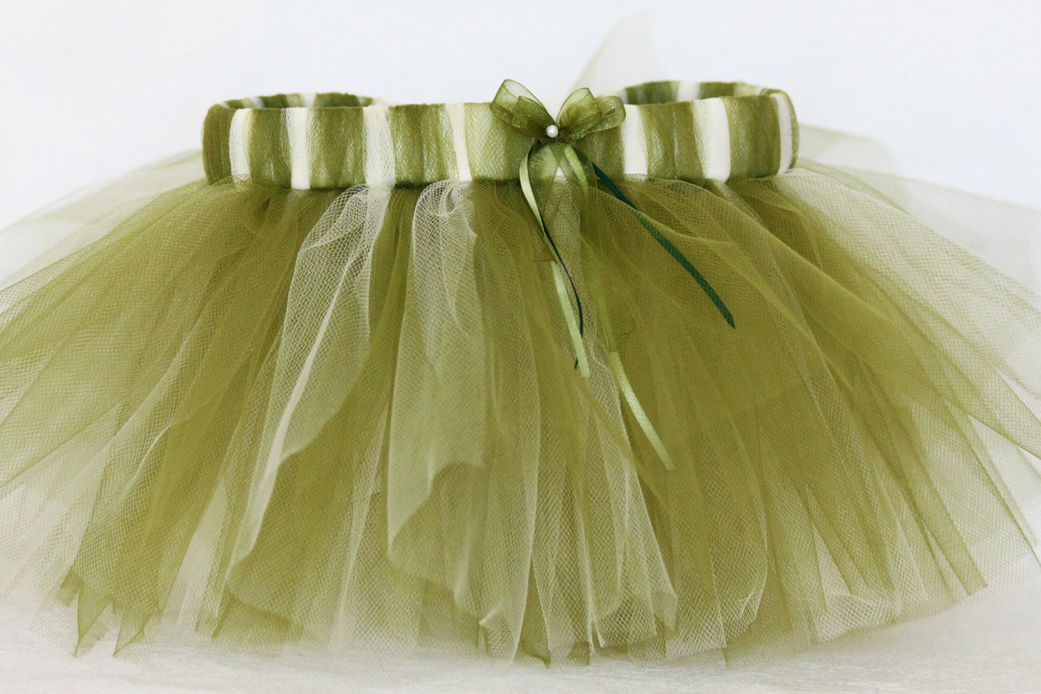 Willow green baby tutu skirt/ willow green and ivory infant photo props/ earthy green infant tutus size 3-9M