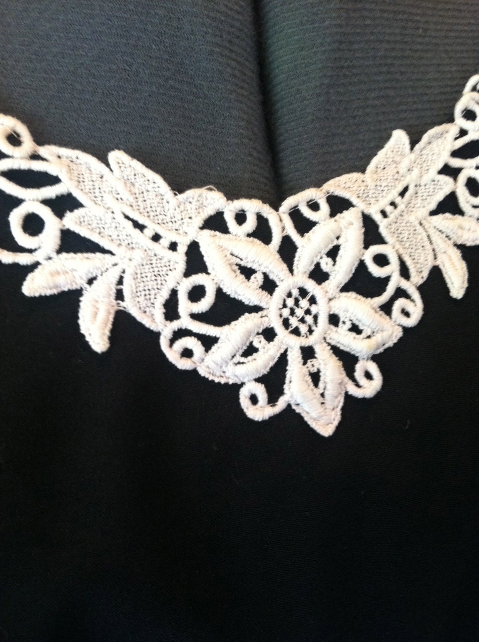 Vintage Black Embroidered Cotton Summer Dress