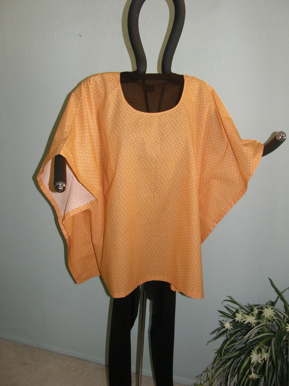 PLUS SIZE TUNIC - Tangerine with Tiny Flowers