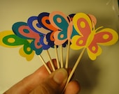 Butterflies Cupcake toppers or sandwich toppers, set of 12