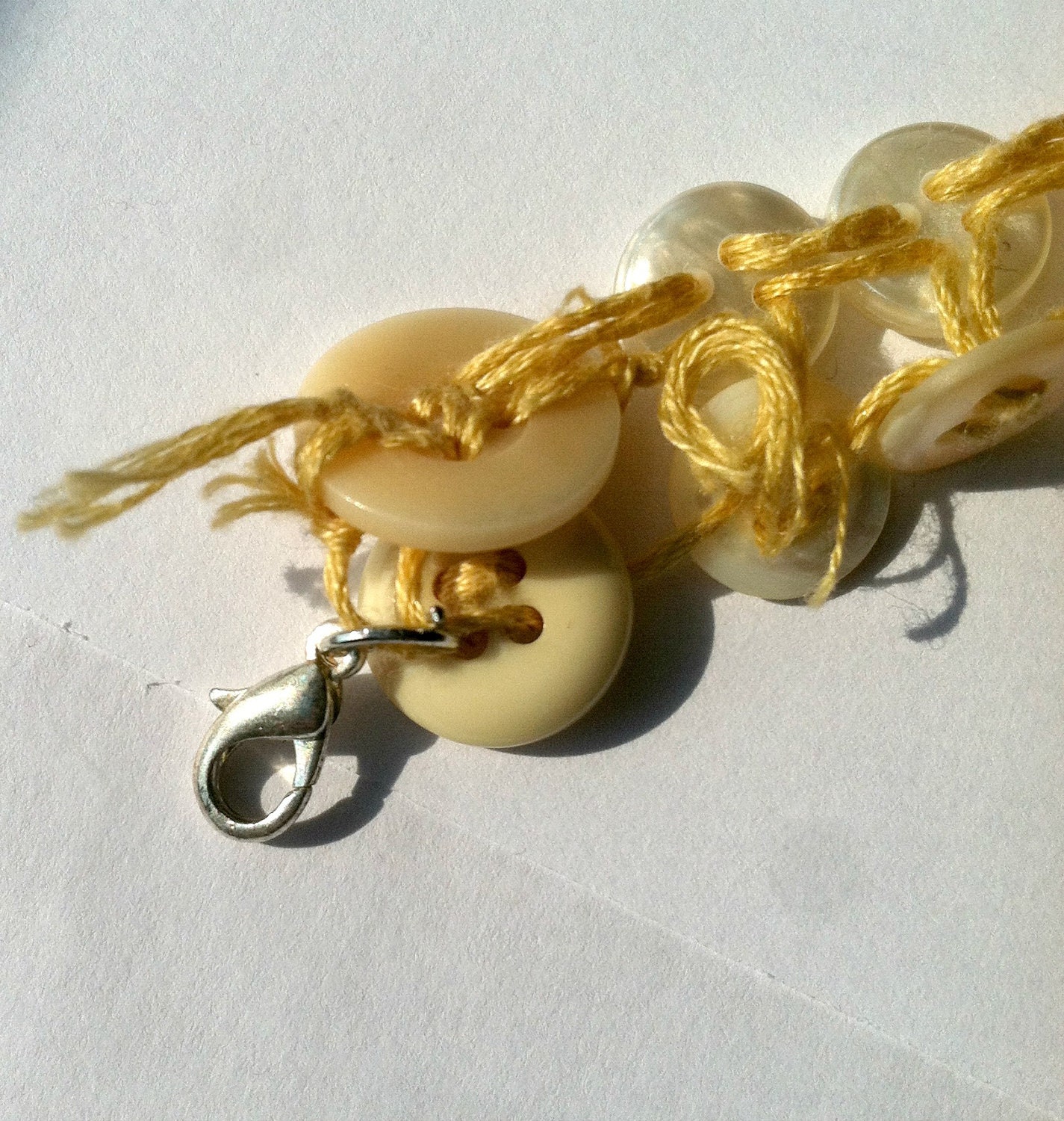 SALE Button Bracelet- Vintage Buttons Woven together to make a Bracelet, Vintage Bracelet, Shell Buttons, Gift for Teenage Girls