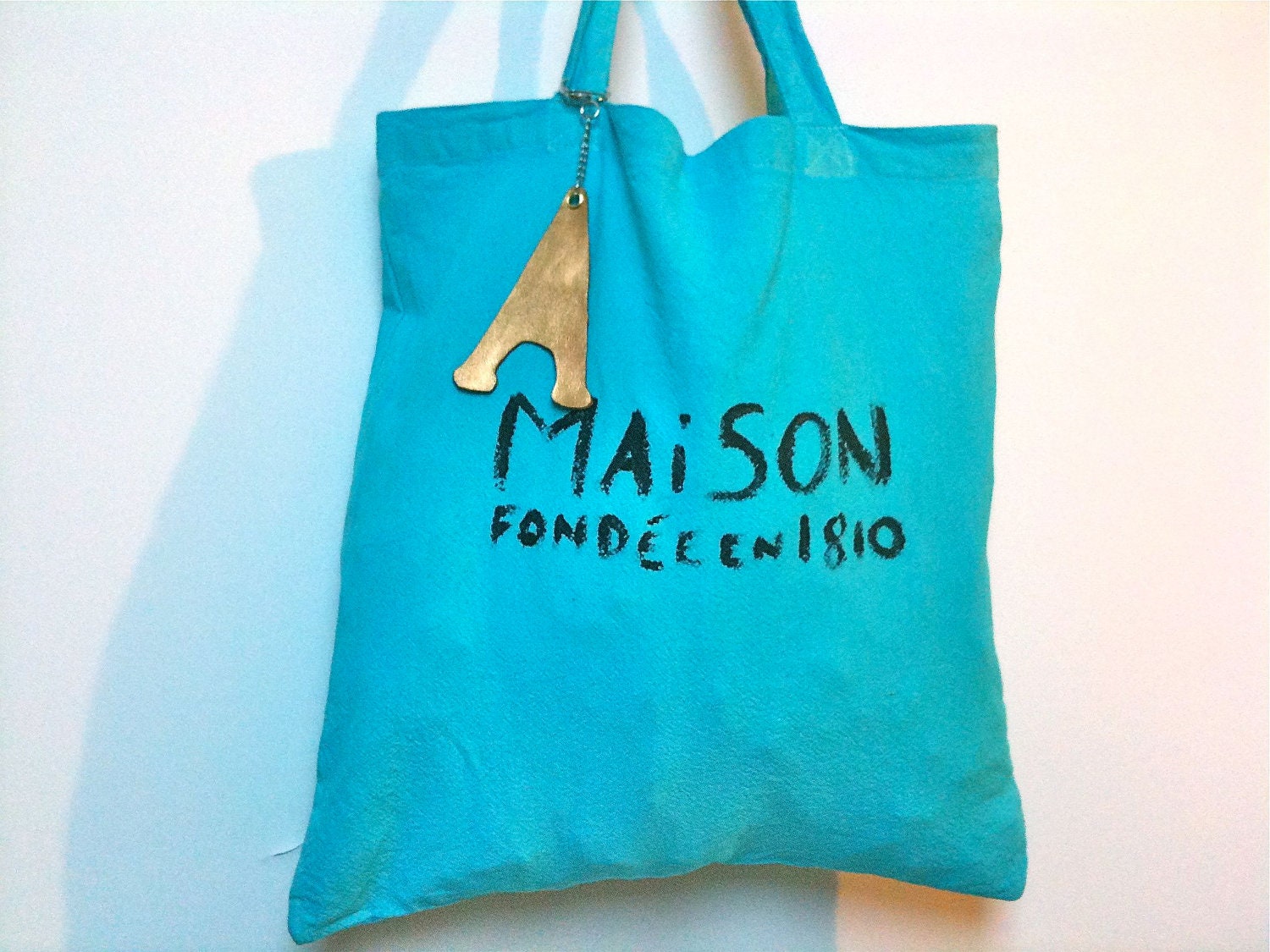 Maison 1810 TOTE Bag - French - Azure Blue/Black - Eco - Eiffel Tower