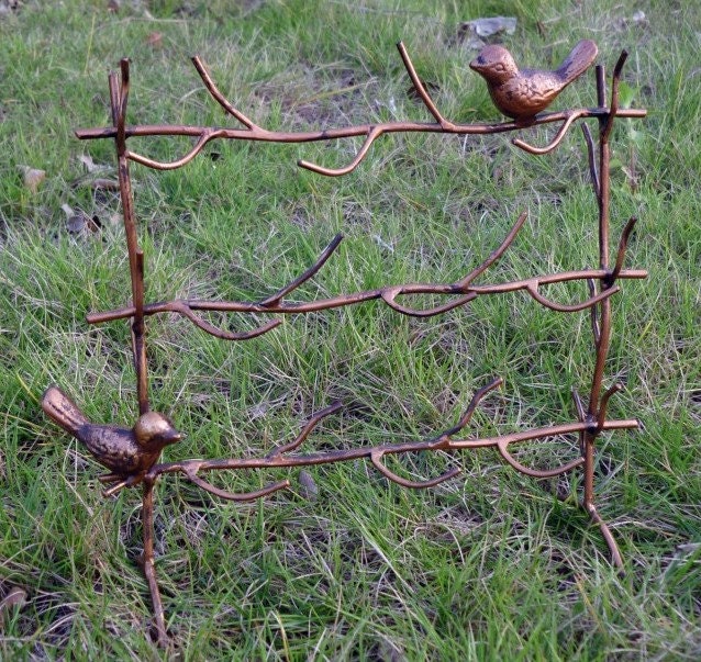 Vintage 3-tiers Tree Jewelry holder,2 Birds On Tree Branch Personalized Display Prop