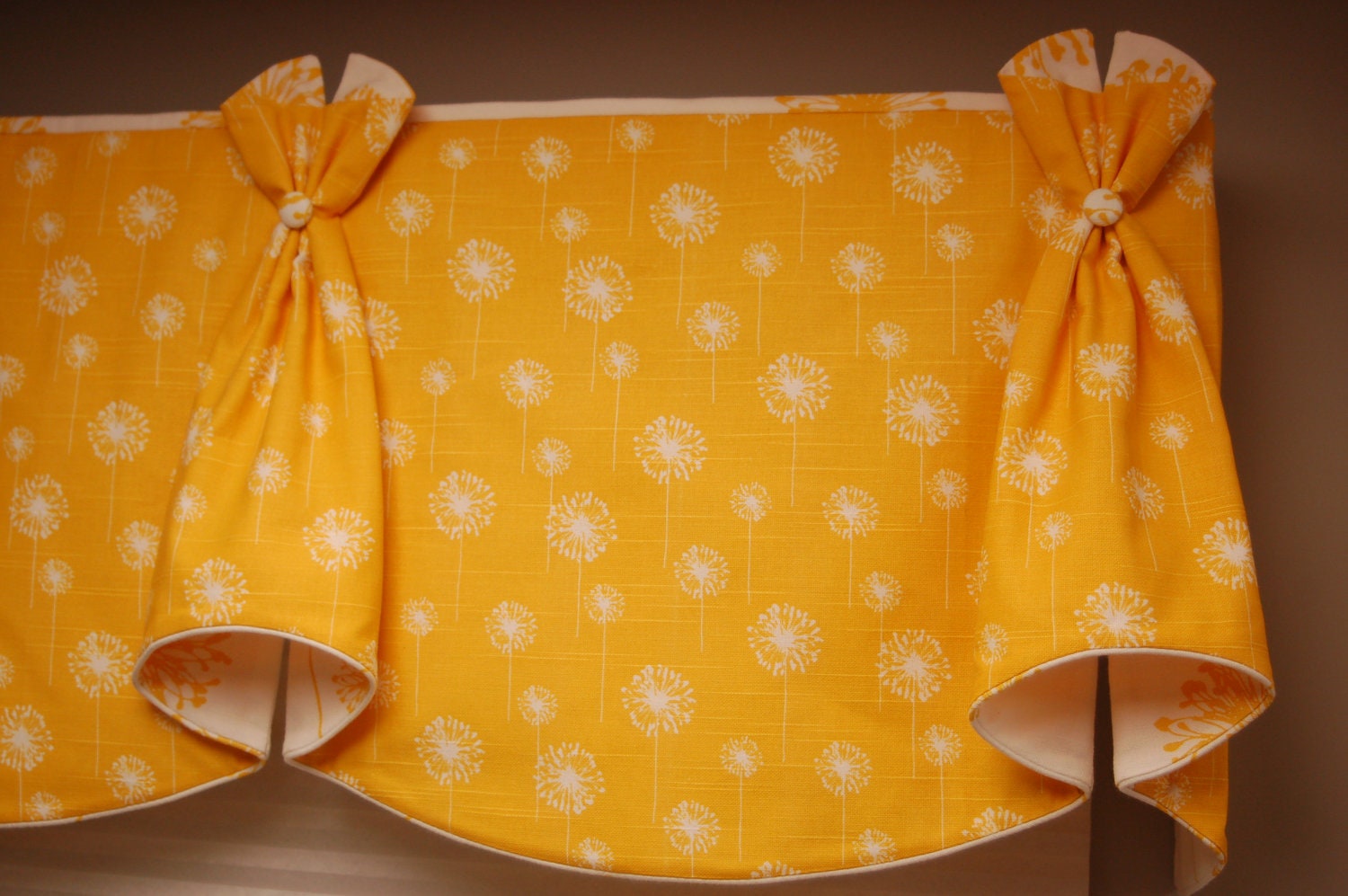 Made to Order Valance BUNNY EARS Hidden Rod Pocket Valance to fit 67"- 86" window