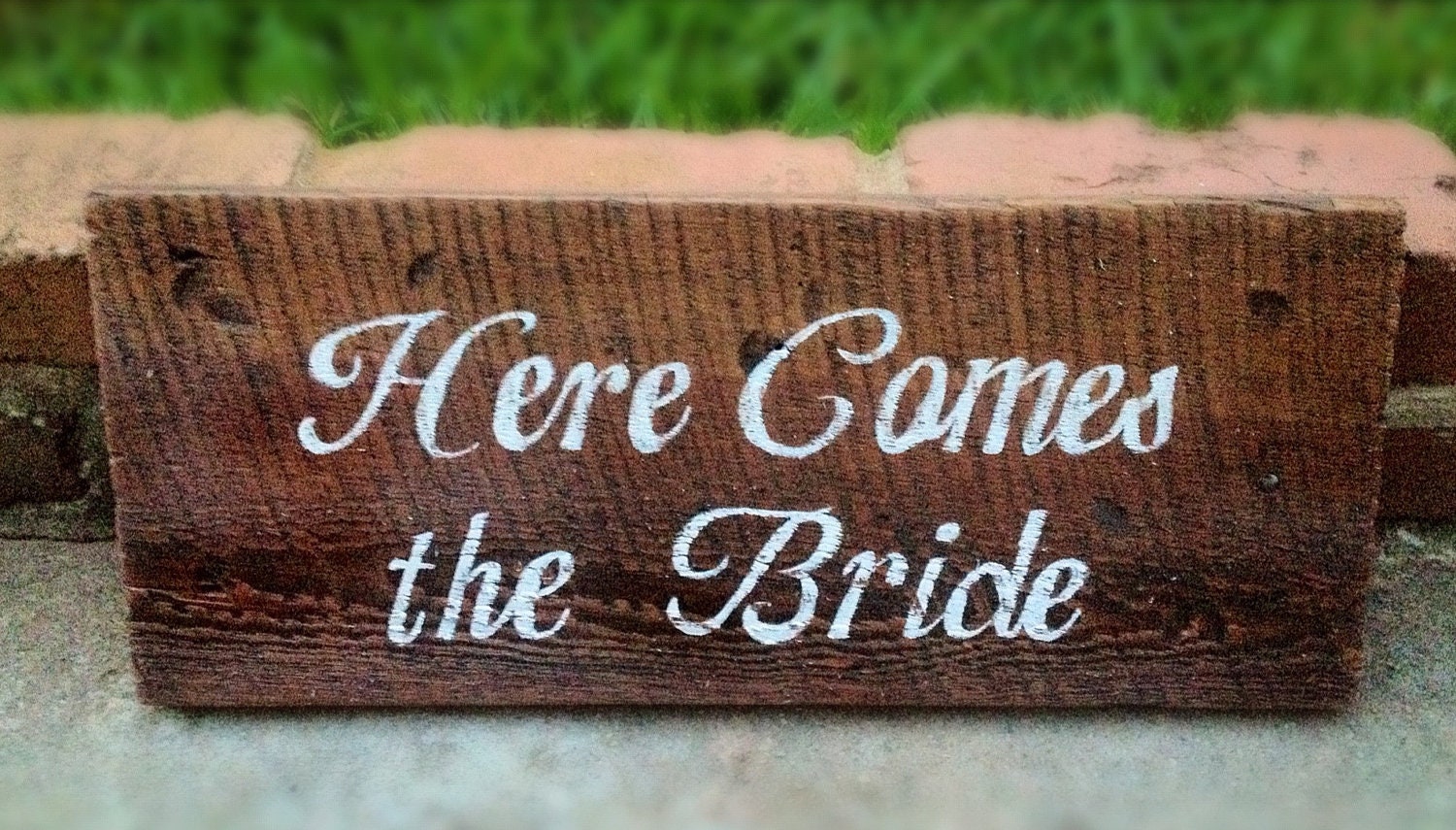 Here Comes the Bride hand painted sign for your WEDDING. Your words, color, style and FONT. Rustic, Modern, Vintage, Etc.