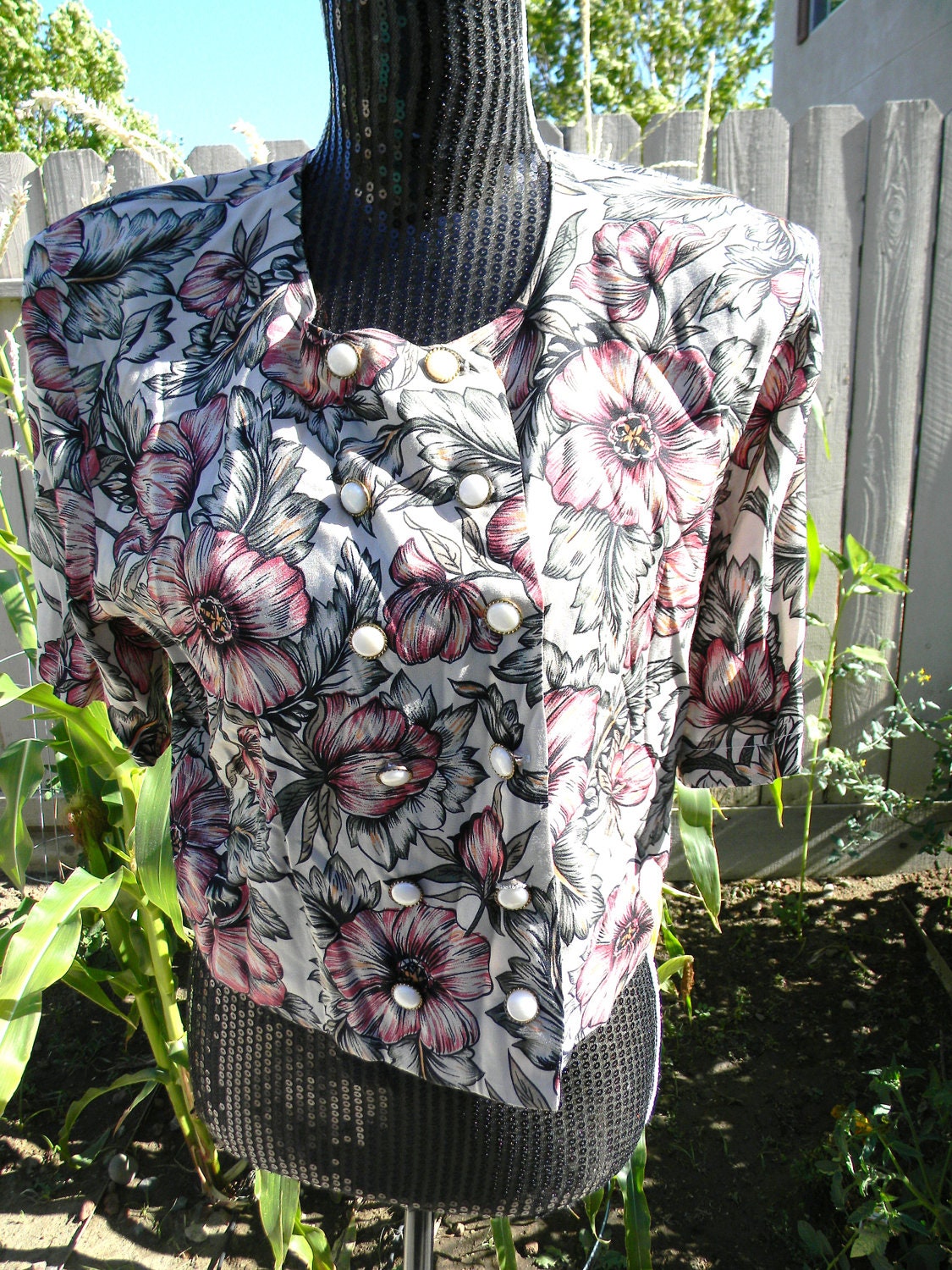 Vintage Double Breasted Floral Top