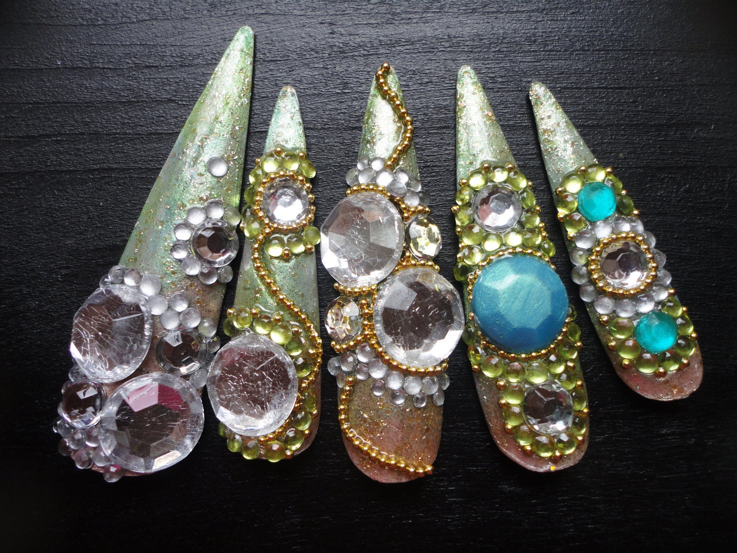 Green Magical Fairy Kawaii Deco Gyaru Nails
