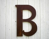 Shabby chic Letter B Large 24 inch Brown Distressed Wood Wall hanging Kids Wall art Wedding gift Home Decor