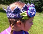 CUSTOM Girls Crochet Crown with Flower Princess Crown Boutique Birthday Crown MADE to ORDER