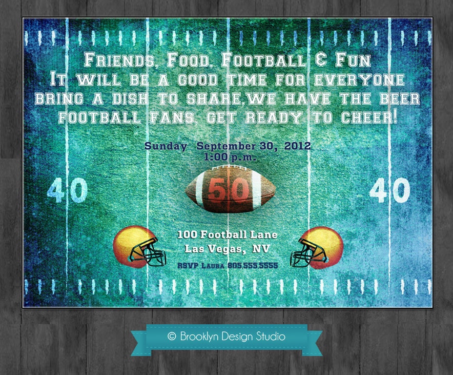 Sunday Football Party Invitation - Grunge style - Can be any type of football party - Digital File