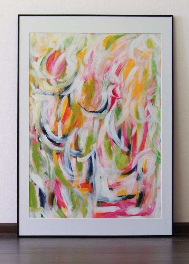 Original abstract acrylic painting on paper by AbstractbyMira