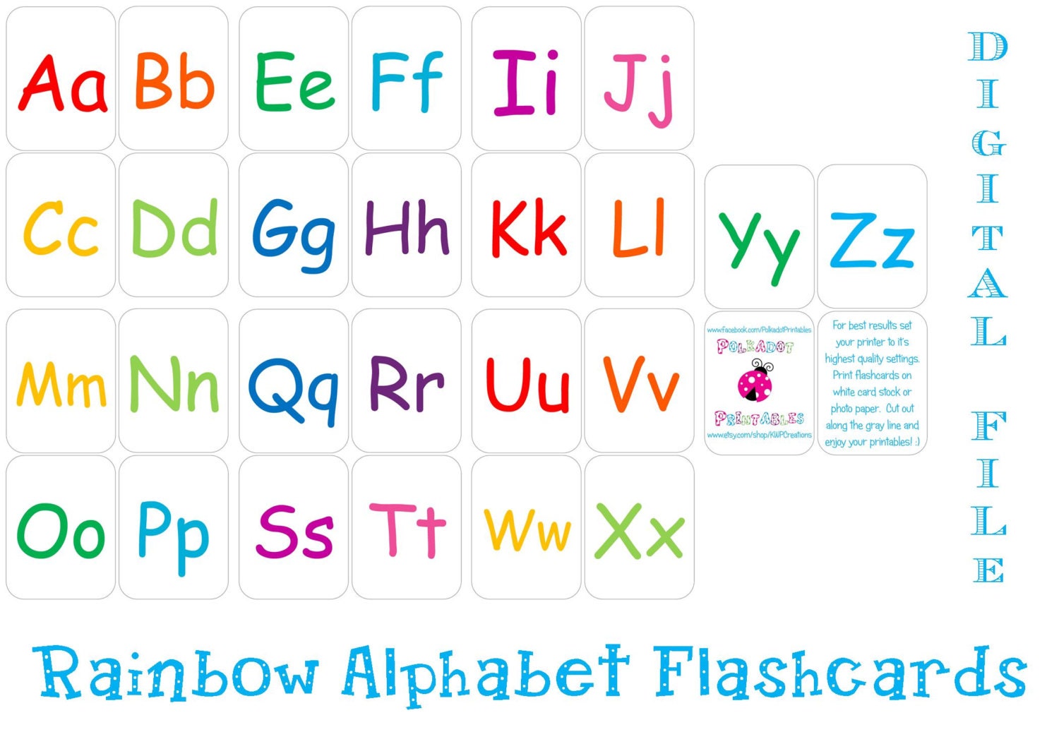 Printable Alphabet Flashcards Instant Download by pdotprintables