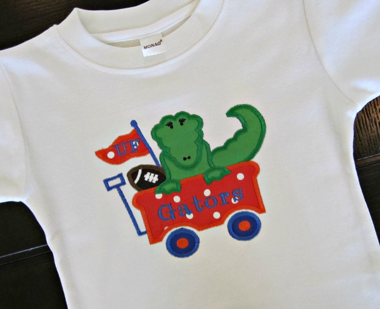 Children's Custom Boutique Florida Gators Football Applique Shirt or Onesie-Baby Boy Bodysuit- Baby Girl Bodysuit- Toddler Tee Shirt