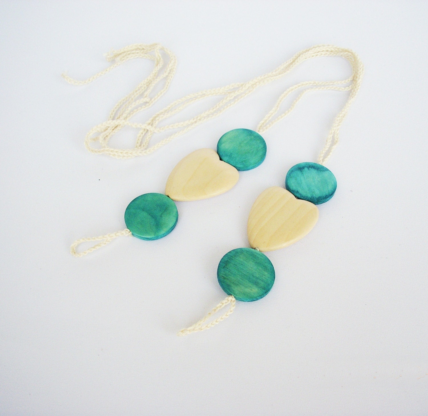 Turquoise Crochet Barefoot Sandals Natural White Wood Heart  Eco Friendly Hippie Boho