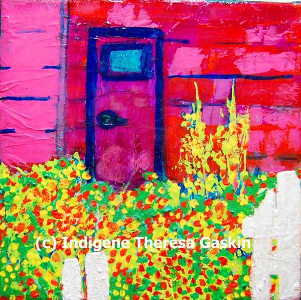 Old Shed Flowers - "Gone Wild Series" - 6" x 6" Original Miniature Landscape Paintings