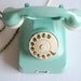 Aqua mint green vintage rotary telephone.