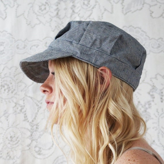 vintage casey jones village conductor hat // blue & by MoonRevival