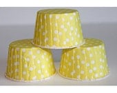 12 Yellow polka dot baking cups,candy cups,nut cups,cupcake liners,treat favors