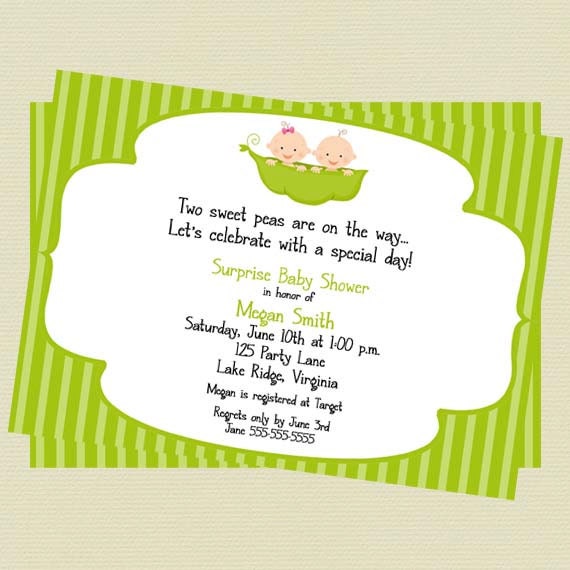 Printable Two Peas in a Pod Boy and Girl Twins Baby Shower Invitation Il_570xn