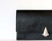 Black clutch, evening leather bag , Dalfia leather handbag, leather bags and purses