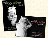 Birth Announcement - 5 x 7 Simple Black & White - Digital