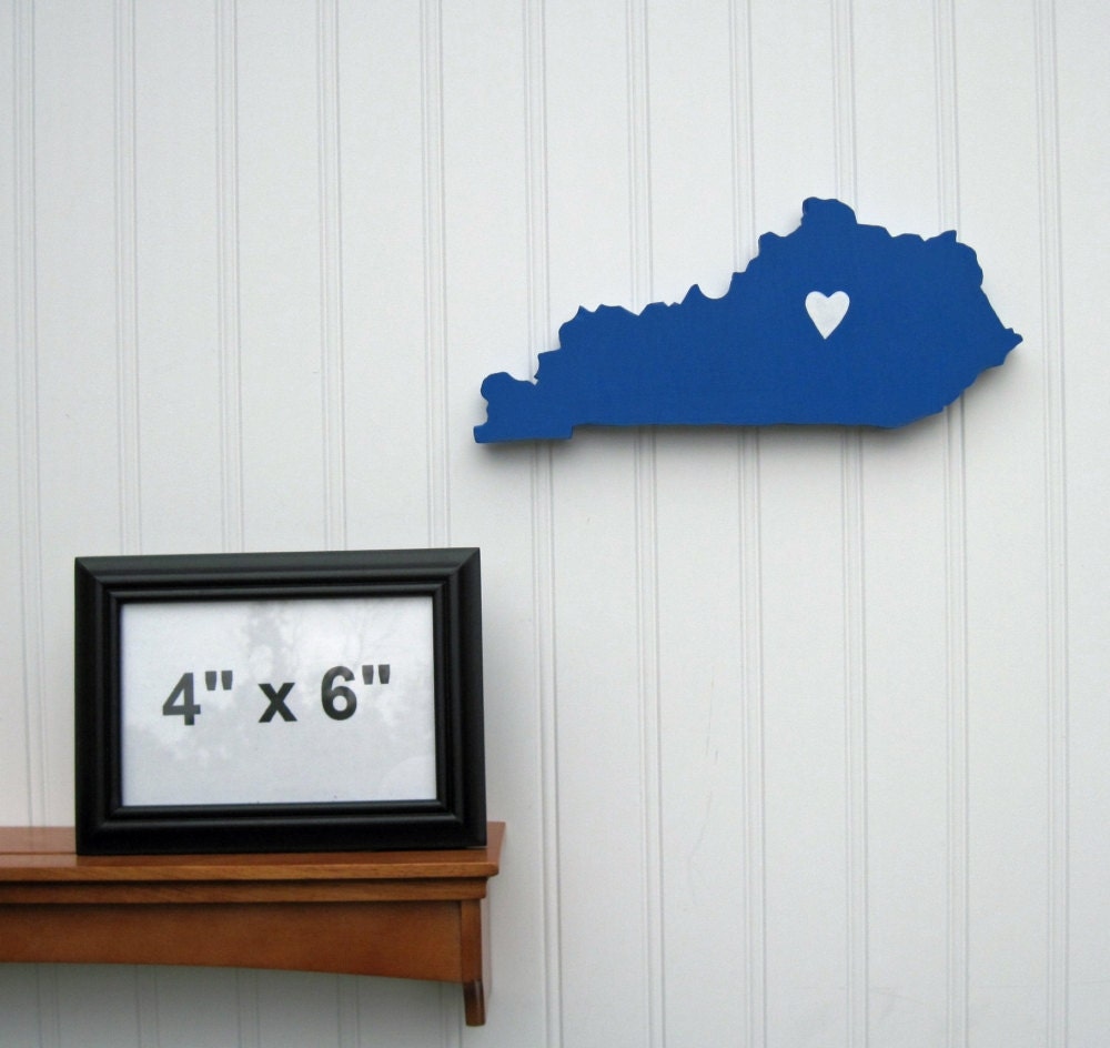 Kentucky Wildcats  "State Heart" wall art, handcrafted wood with official team colors