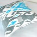 Grey and turquoise blue Pillow cover Ikat- Fabric hand loomed- Used natural dyes(Shipping from London,UK)