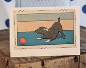 Greeting Card--blank inside--stitched illustration from vintage children's book, 'Round the Year' pub. 1931