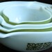 Complete Set of Vintage Pyrex Square Flowers (Verde) Cinderella Bowls